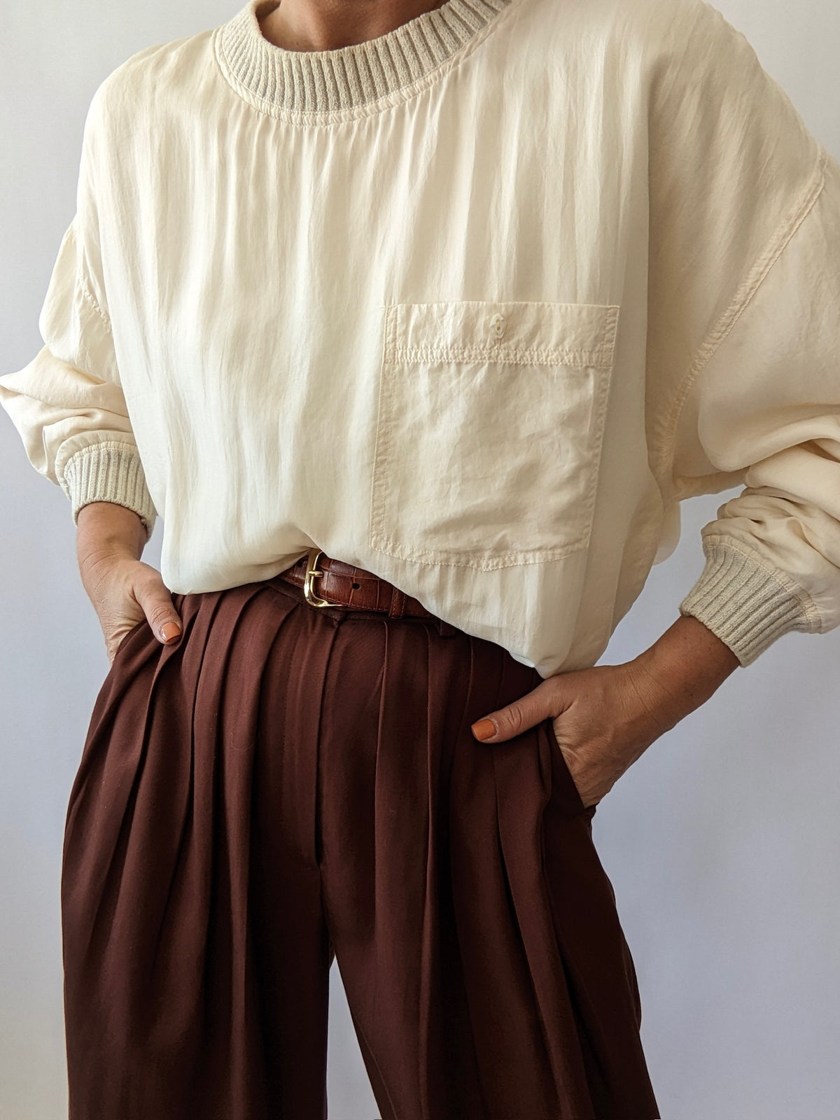 Rare Favorite Vintage Cream Silk Pullover