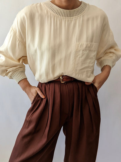 Rare Favorite Vintage Cream Silk Pullover
