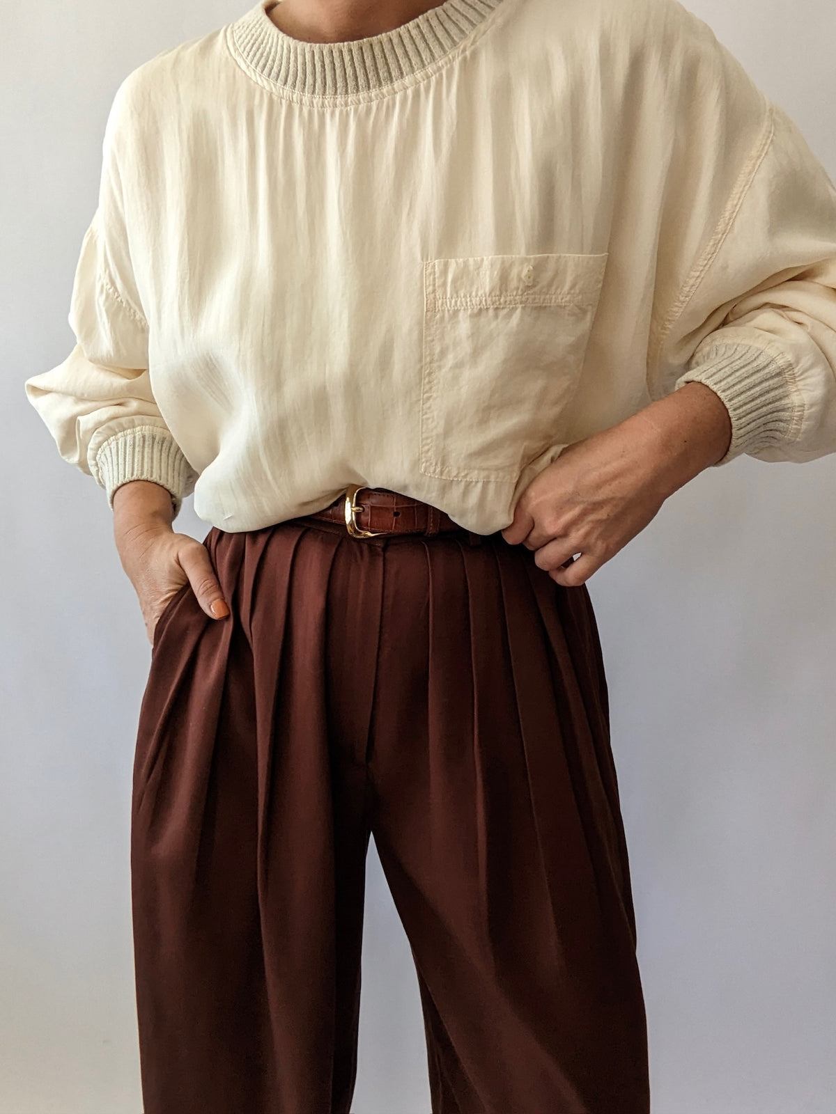Rare Favorite Vintage Cream Silk Pullover