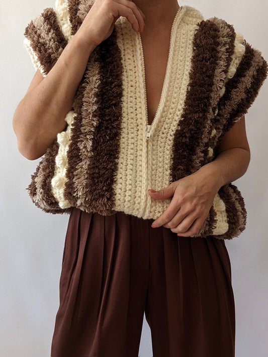 Vintage Shaggy Pom Pom Knit Vest