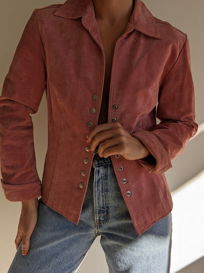 Vintage Rose Suede Snap Jacket