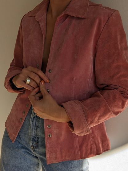 Vintage Rose Suede Snap Jacket
