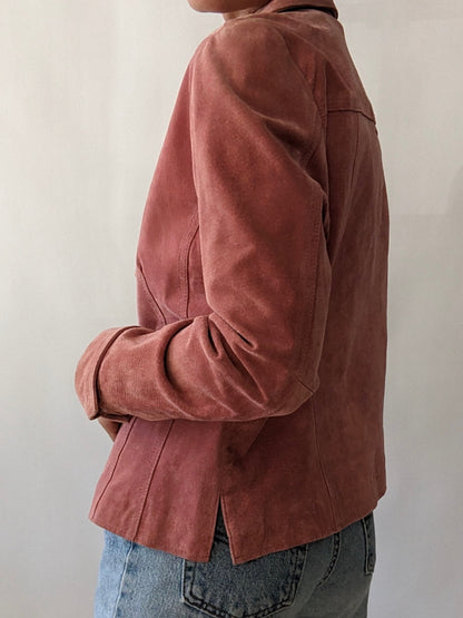 Vintage Rose Suede Snap Jacket