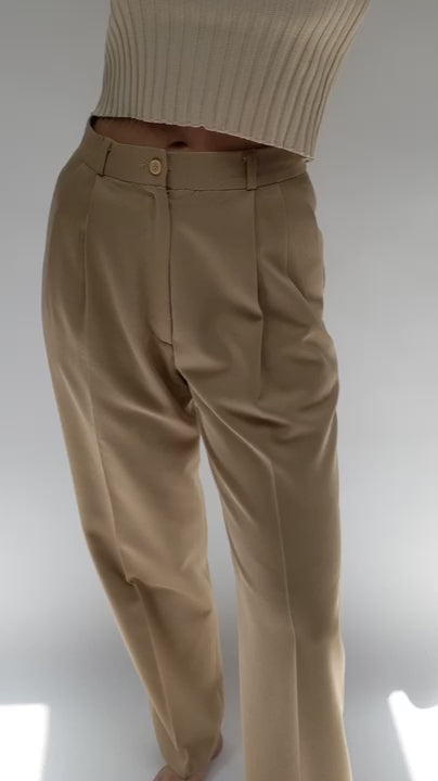 Vintage Camel Wool Twill Trousers