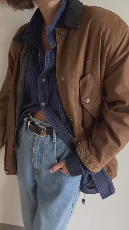 Favorite Vintage Two Tone Leather Bomber Jacket