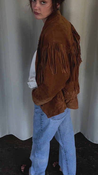 Fun Vintage Fringe Suede Jacket