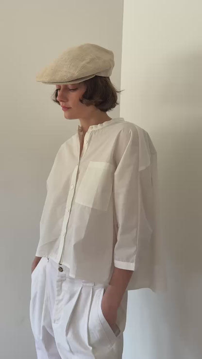 Vintage Woven Linen Flat Cap