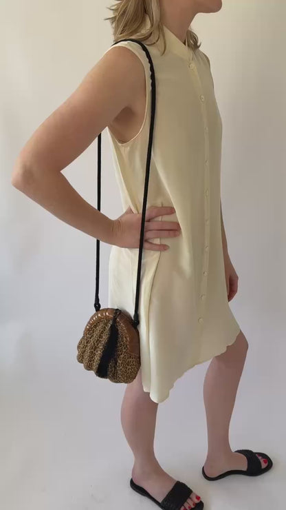 Vintage Timmy Woods Leopard Print Suede & Tassel Purse