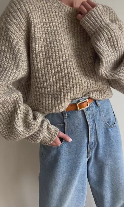 Vintage Oat Wool Ribbed Sweater