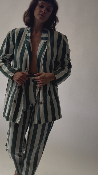 Favorite Vintage Faded Forest Striped Pant Suit