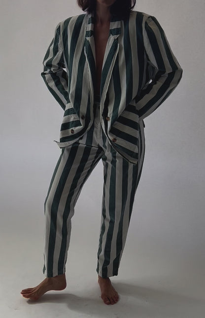 Favorite Vintage Faded Forest Striped Pant Suit