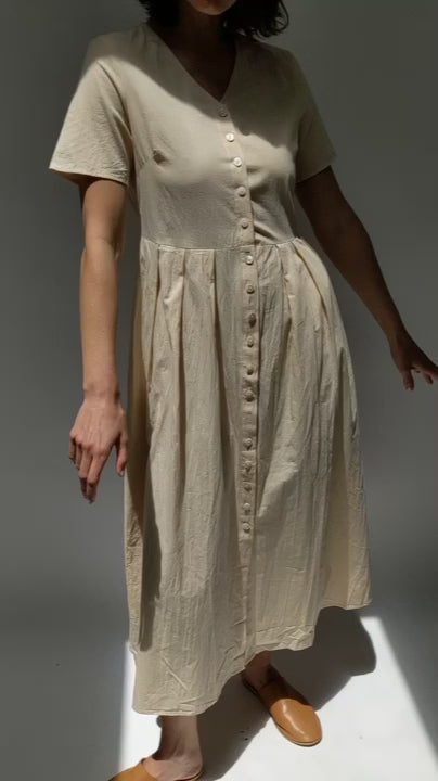 Vintage Butter Cotton Handmade Dress