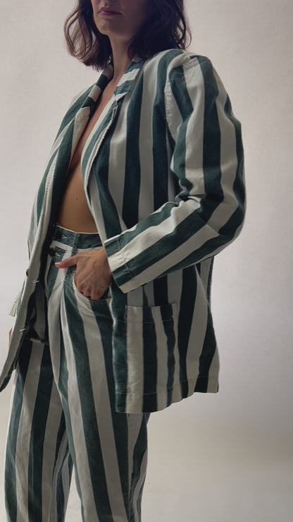 Favorite Vintage Faded Forest Striped Pant Suit