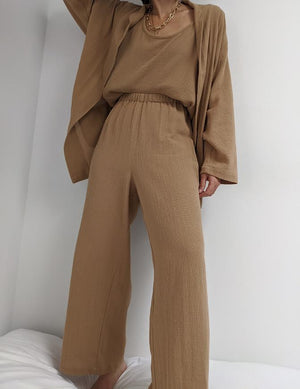 Na Nin Patricia Waffled Cotton Pant / Available in Toffee