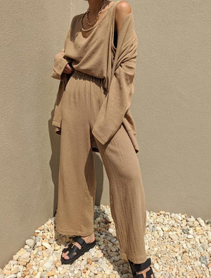 Na Nin Patricia Waffled Cotton Pant / Available in Toffee