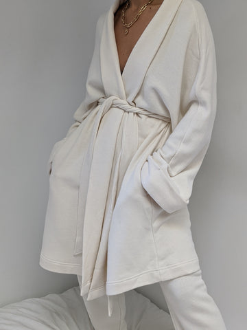 Na Nin Jane Cotton Modal Robe Coat  / Available in Cream, Faded Black, Sage