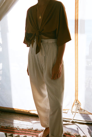 Na Nin Townes Raw Silk Trouser / Available in Cream & Black