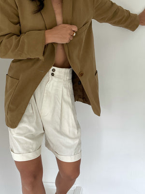Na Nin Townes Raw Silk Shorts / Available in Cream & Black