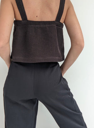 Na Nin Sabina Knitted Cotton Rib Top / Available in Oat & Faded Black