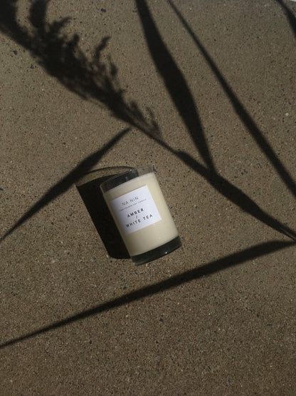 Amber & White Tea Candle / Available in Multiple Sizes