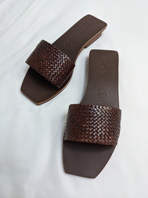 St. Agni Edi Woven One Strap Slide / Available in Antique Tan and Black
