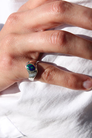 Vintage Sterling Silver Asymmetrical Azurite Ring
