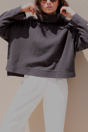 Na Nin Dell Waffled Cotton Pullover / Available in Natural, Faded Black, Toffee