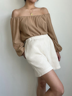 Na Nin Stella Waffled Cotton Top / Available in Natural, Faded Black, Toffee