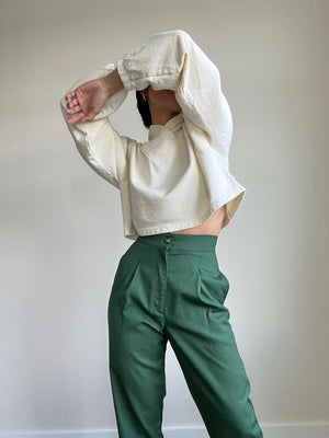 Na Nin Oliver French Twill Pant / Available in Eggshell, Onyx, Topiary