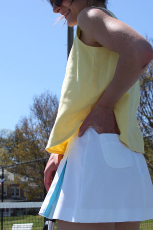 Vintage Pastel Accented Ivory Tennis Skirt