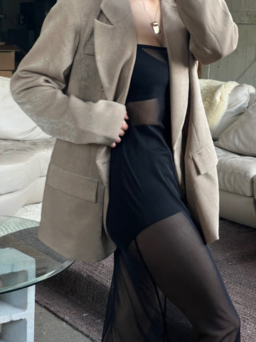 Vintage Taupe Double Breasted Blazer