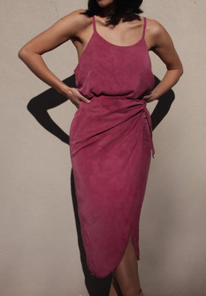 Na Nin + Shannon Studio Bobbie Wrap Skirt in Vintage Wash Modal / Available in Sea & Wine