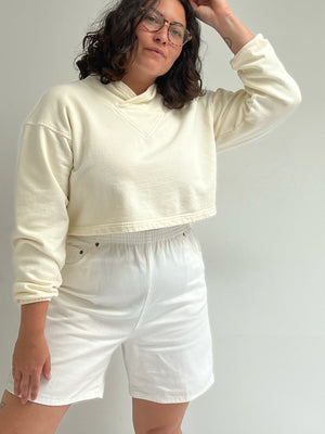 Vintage Ivory Cotton Twill Easy Shorts