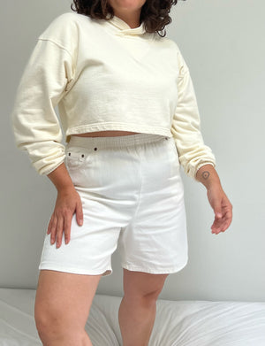 Vintage Ivory Cotton Twill Easy Shorts