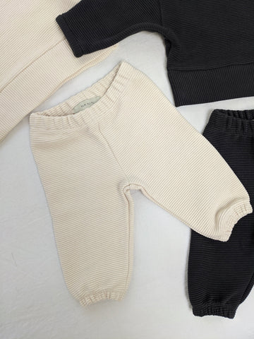 Na Nin Mini Franklin Rippled Cotton Sweatpants / Available in Cream, Faded Black, Cinnamon