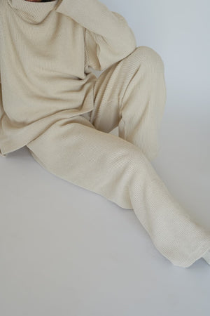 Na Nin Patricia Knitted Cotton Rib Pant / Available in Oat & Faded