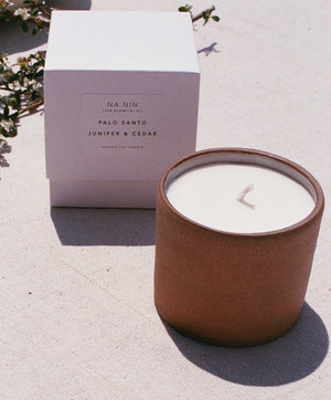 Palo Santo, Juniper, & Cedarwood Soy Candle / Available in White & Terracotta Ceramic