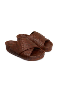 St. Agni Woven Flatform Slide / Available in Antique Tan and Black