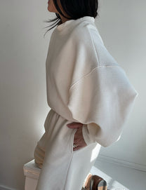 Margot Rippled Cotton Cropped Sweatshirt | Faded Black main image 1