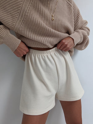 Na Nin Chloe Rippled Cotton Shorts / Available in Cream, Faded Black, Cinnamon
