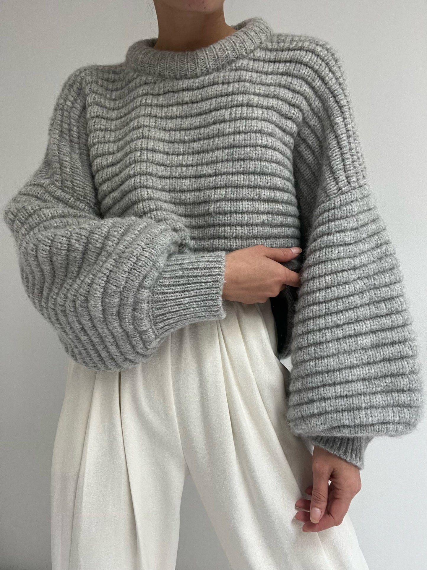 Romy Knitted Alpaca Balloon Sleeve Sweater