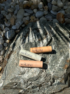 Solana Lip Balm / Available in Peppermint, Strawberry Peach, Tangerine