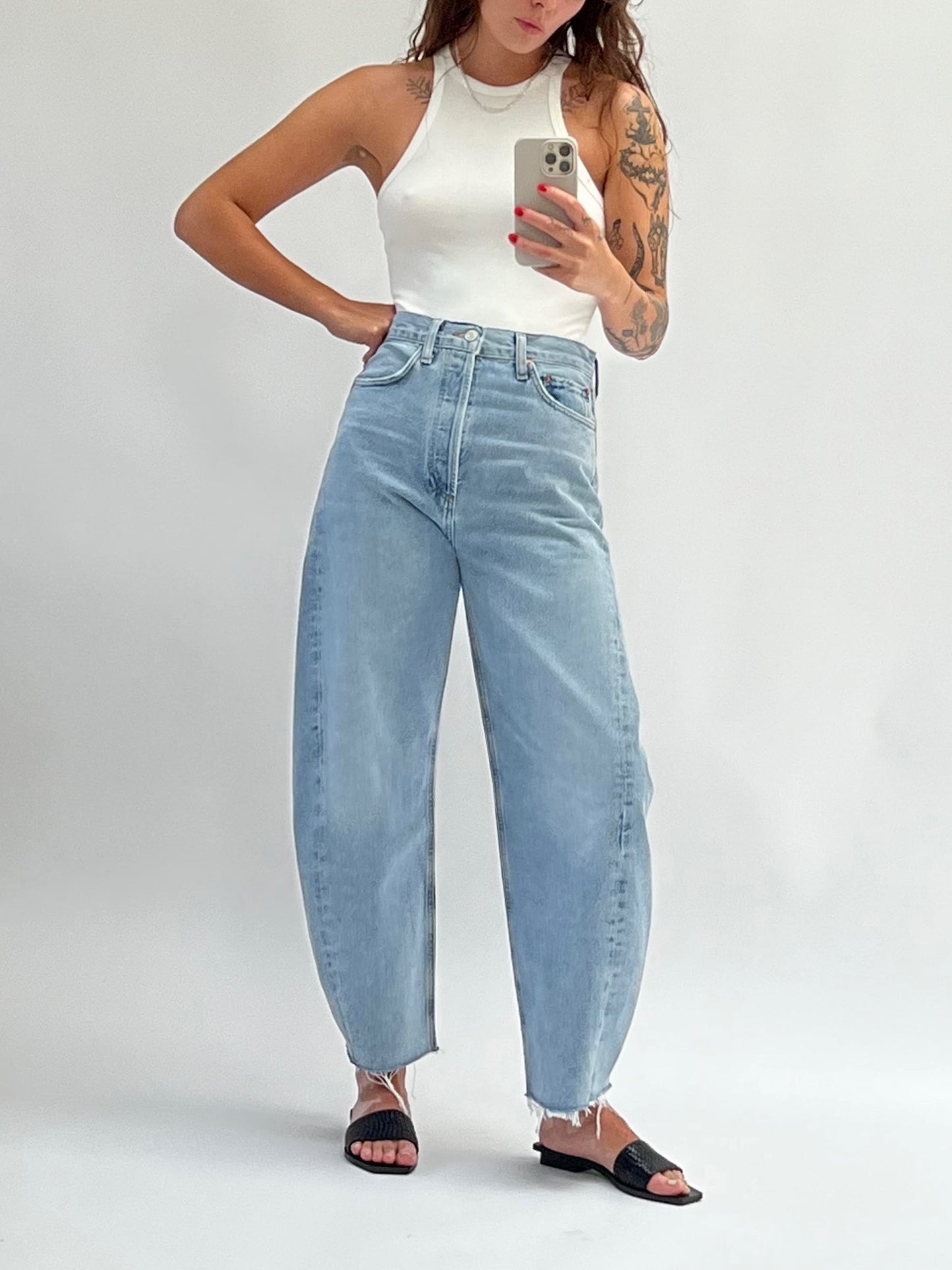 Luna High Rise Pieced Taper Jean