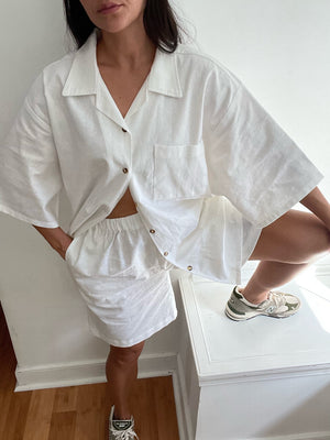 Na Nin Timmy Linen Cotton Button Up / Available in White