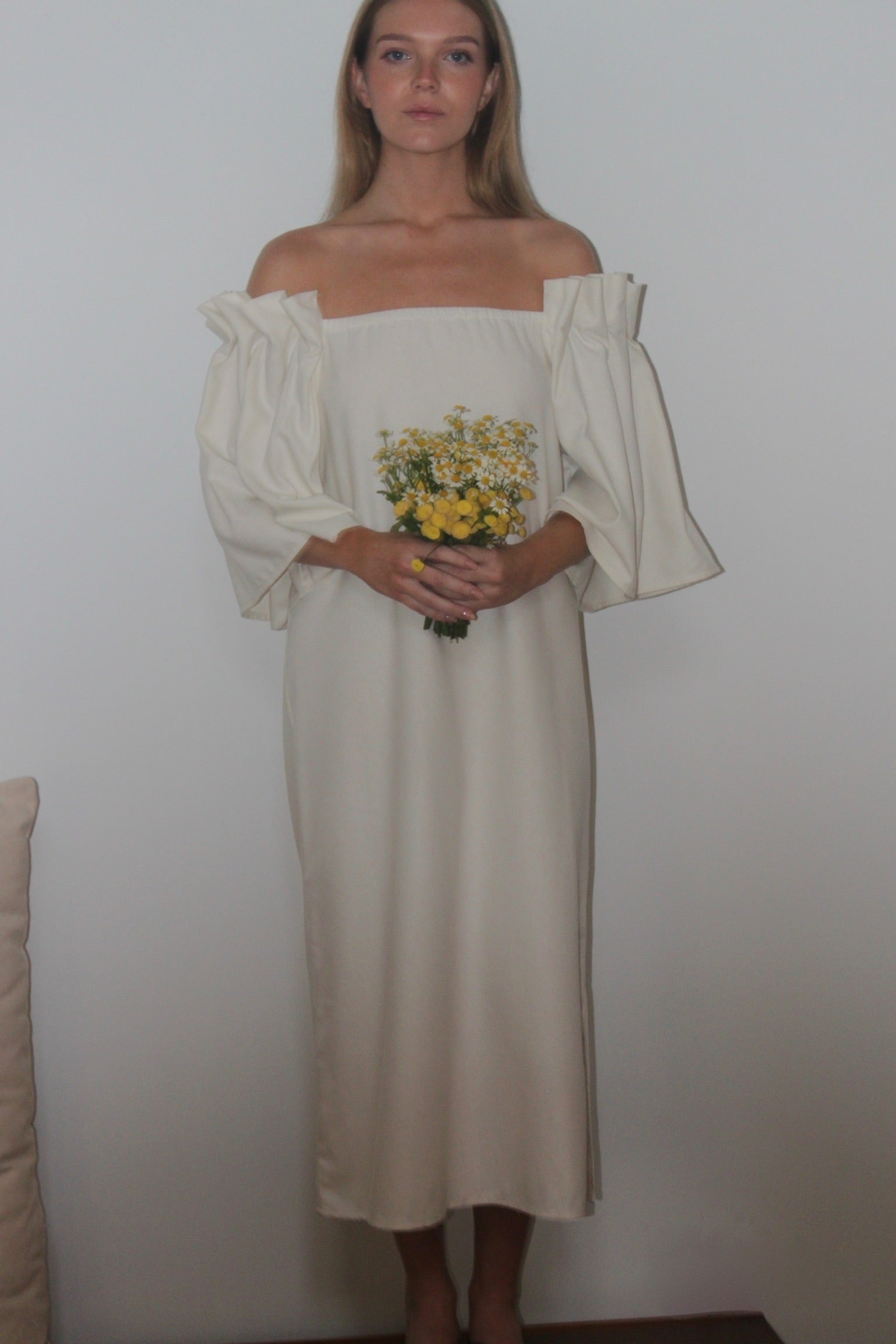 nilsa dress in brown & beige multi l'academie NILE DRESS | Long Sleeve Prom Dresses