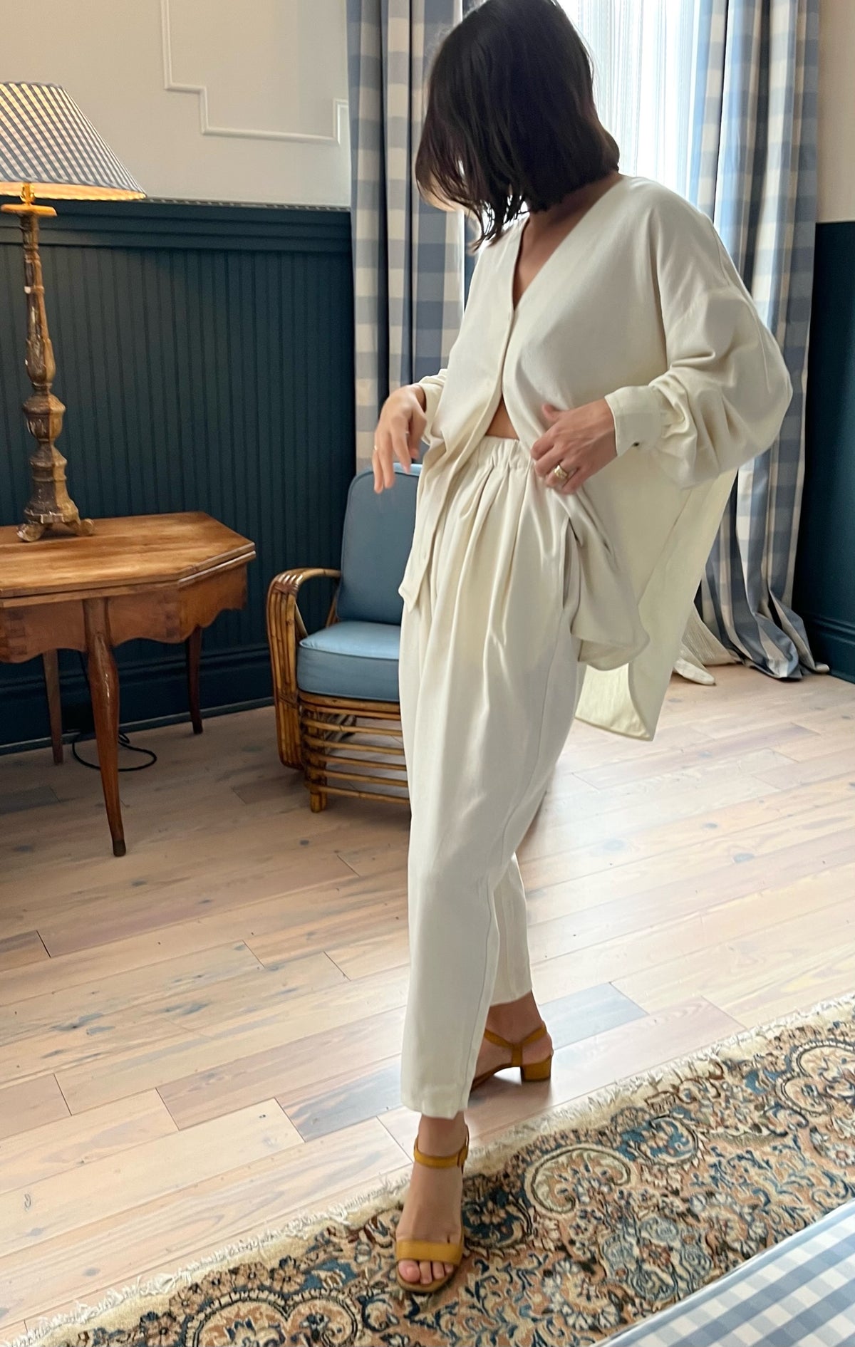 Lena Silk Herringbone Pant – NA NIN