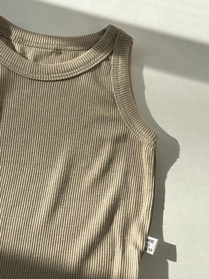 Peekaboo Baby Cotton Ribbed Bodysuit / Available in Cream and Khaki