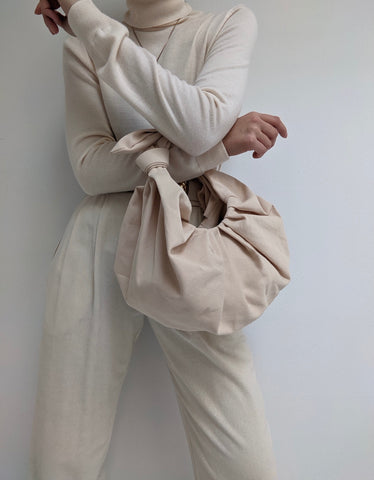 A Bronze Age Cotton Kimi Croissant Bag / Available in Sand