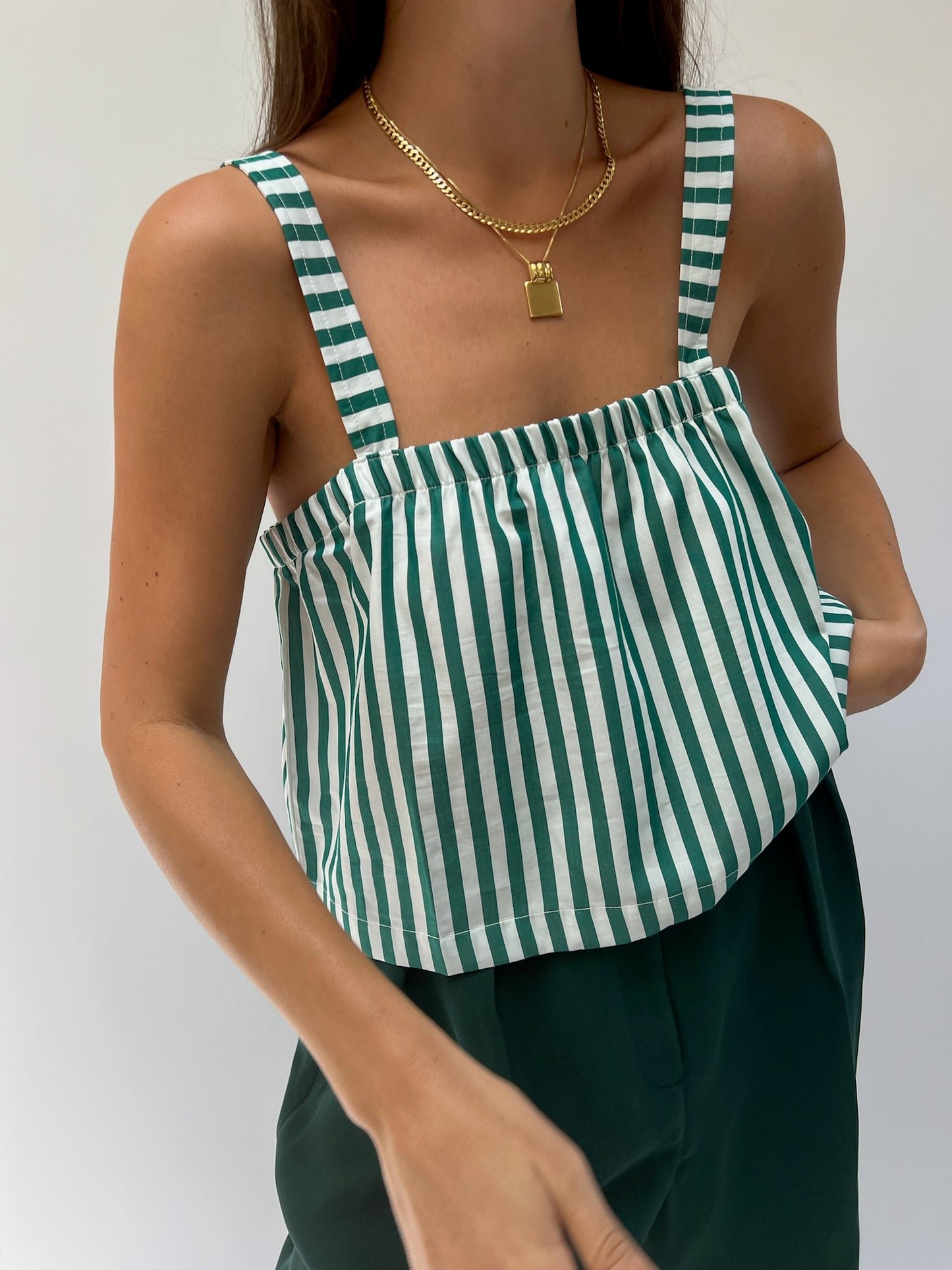 Sabina Striped Poplin Top