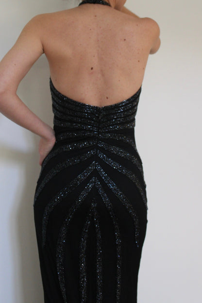 Beautiful Vintage Beaded-Accent Halter Dress